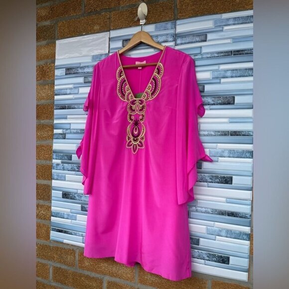 COPY - Lilly Pulitzer. Avila Stretch Silk Dress medium - Picture 4 of 15